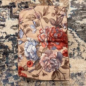 Othr Floral Satin Pouch in Beige, Red, Blue